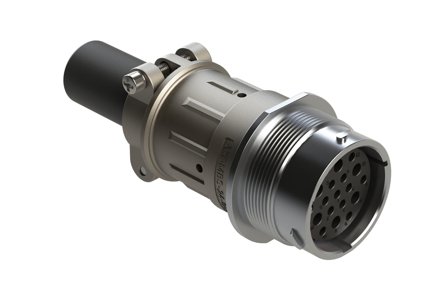 AHDM04-24-19SR-059 19 Position Receptacle Kit, Shell Size 24, 19 Position Socket, Reduced Diameter Seal, Wide Thread, Cable Clamp Backshell. HD34-24-19SE-059