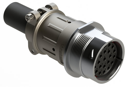 AHDM04-24-23ST-059 23 Position Receptacle, Socket, Shell Size 24, Metal, Thin Diameter Seal (Grey Adapter) Cable Clamp Backshell,. HD34-24-23ST-059