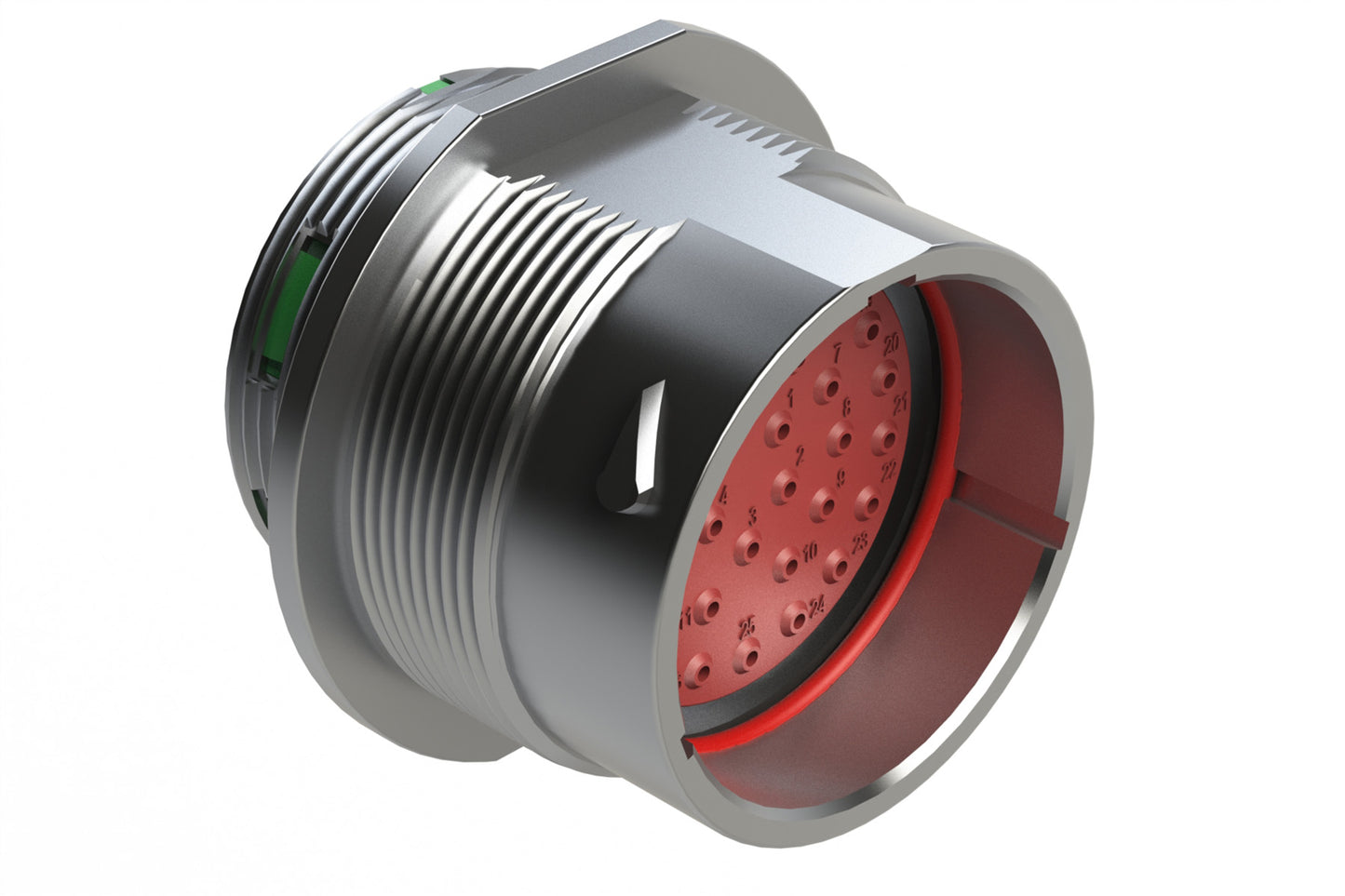 AHDM04-24-33PN 33 Position Receptacle, Shell Size 24, Pin, Plastic, Normal Diameter Rear Seal, Integrated Wide Thread (Green Retaining Ring). HD34-24-33PN