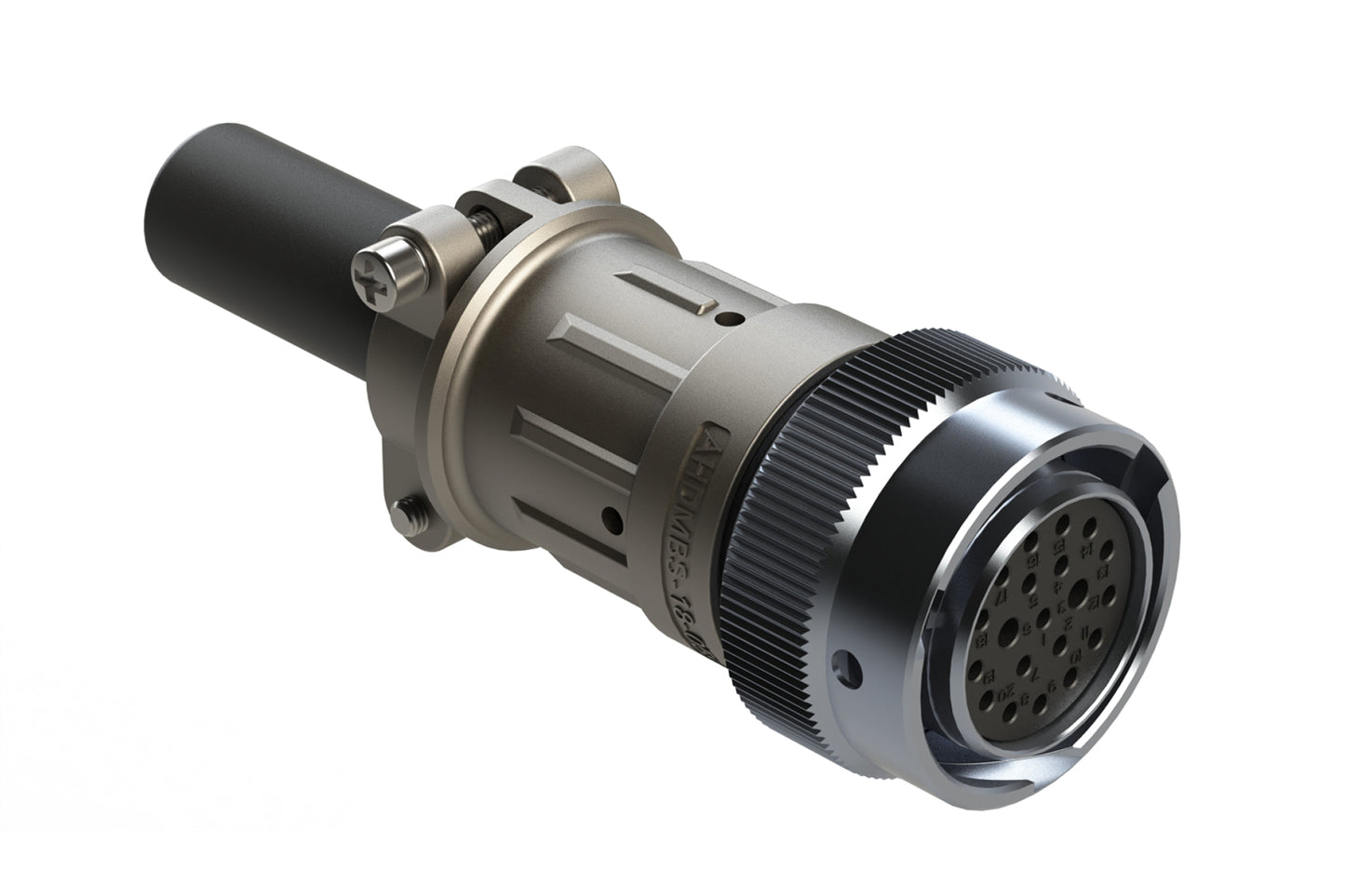 AHDM06-18-20SR-059 20 Position Plug Kit, Shell Size 18, Socket, Reduced Diameter Seal, Wide Thread, Cable Clamp Backshell. HD36-18-20SE-059