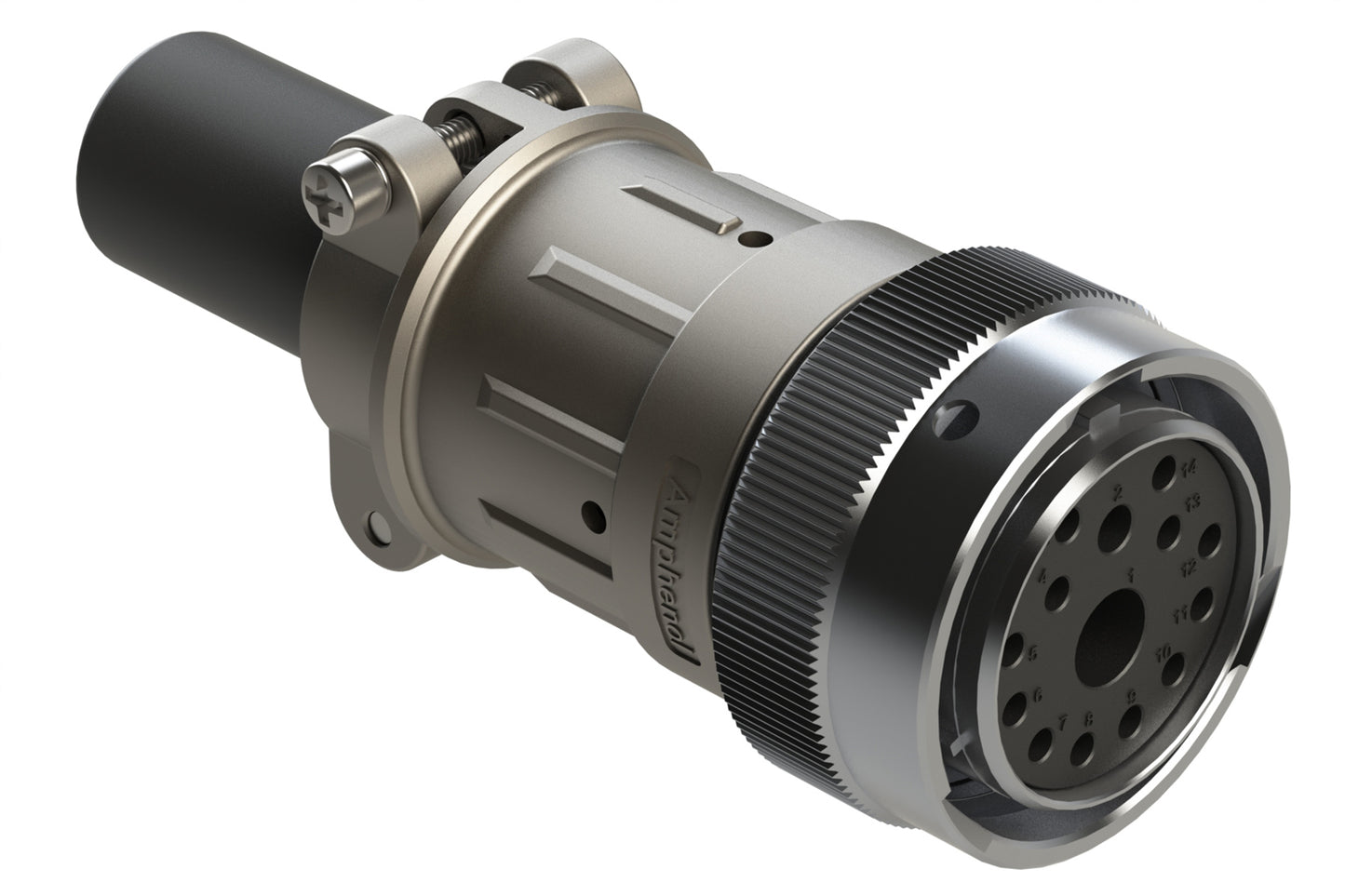 AHDM06-24-14SR-059 14 Position Plug, Socket, Shell Size 24, Reduced Diameter Seal (Blue Adapter), Cable Clamp Backshell, Break-Away. HD36-24-14SE-059