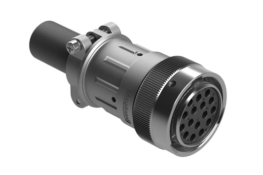 AHDM06-24-16SN-059 16 Position Plug Kit, Shell Size 24, Socket, Standard Seal, Wide Thread, Cable Clamp Backshell. HD36-24-16SN-059