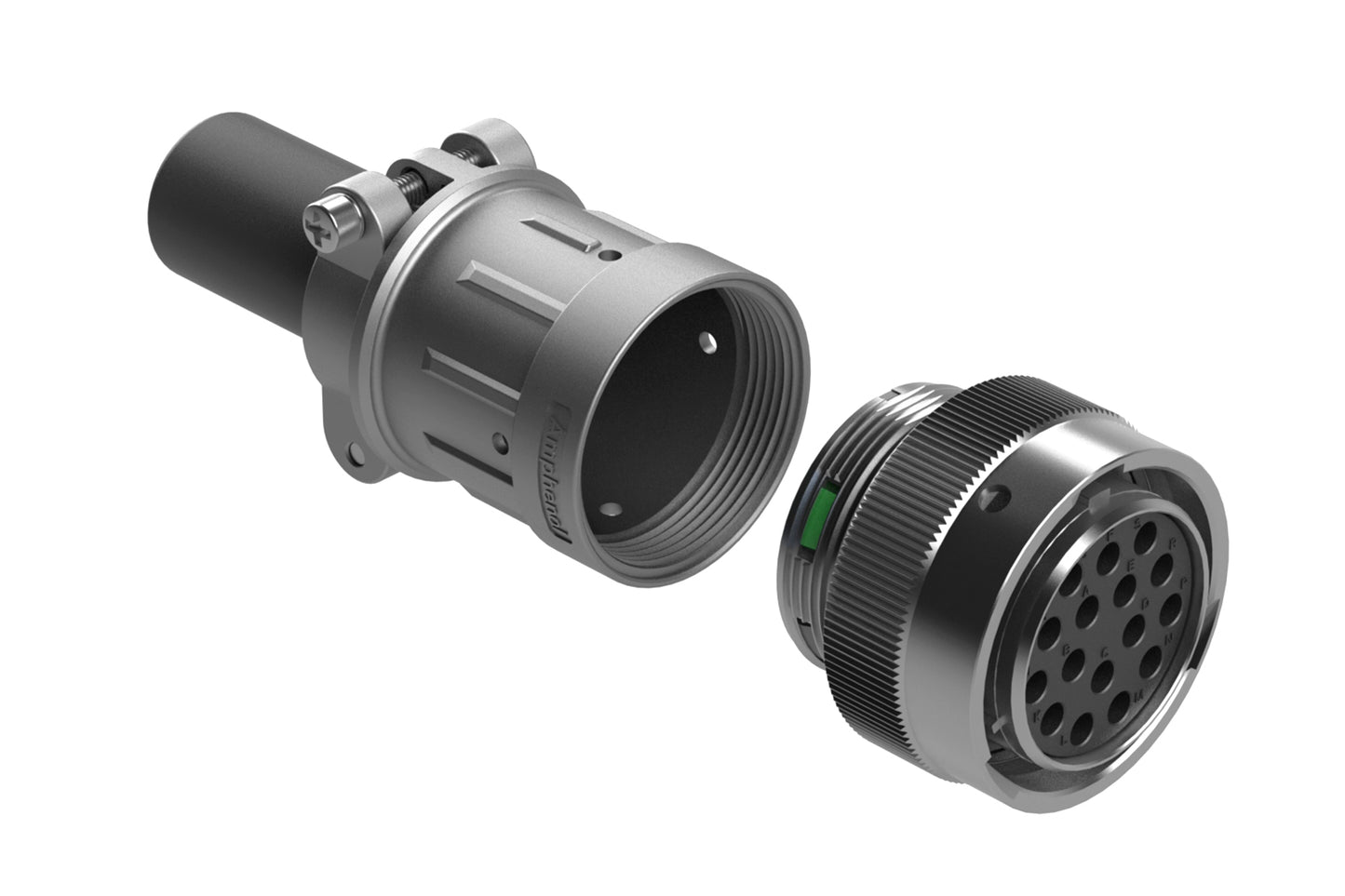 AHDM06-24-16SN-059 16 Position Plug Kit, Shell Size 24, Socket, Standard Seal, Wide Thread, Cable Clamp Backshell. HD36-24-16SN-059