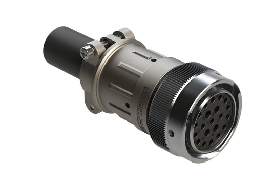 AHDM06-24-21SR-059 21 Position Plug Kit, Shell Size 24, Socket, Reduced Diameter Seal, Wide Thread, Cable Clamp Backshell. HD36-24-21SE-059