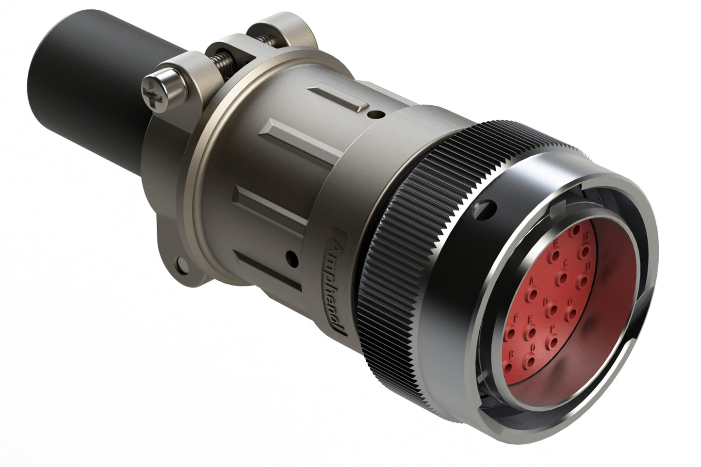 AHDM06-24-23PT-059 23 Position Plug, Pin, Shell Size 24, Metal, Thin Diameter Seal (Grey Adapter) Cable Clamp Backshell. HD36-24-23PT-059