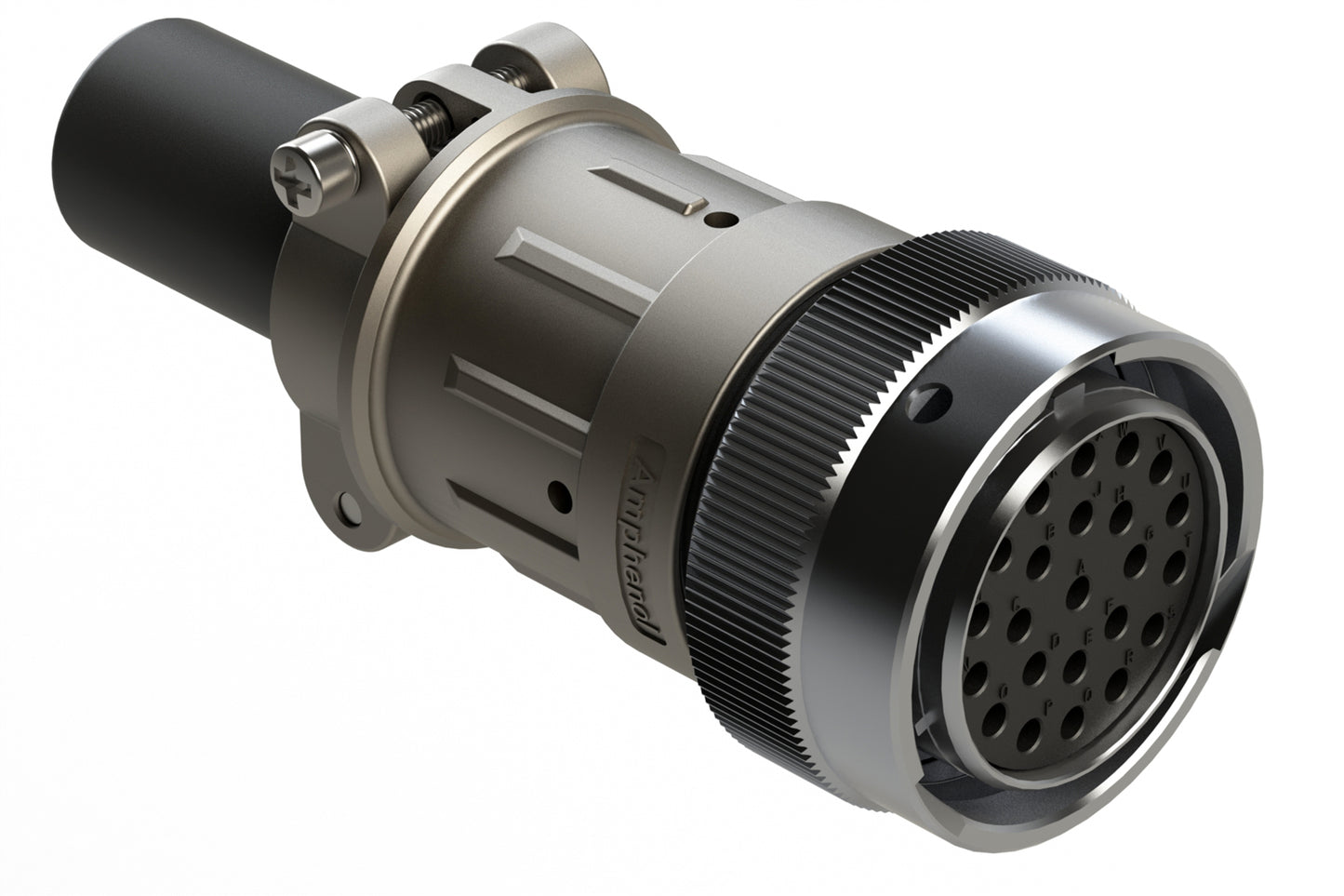 AHDM06-24-23ST-059 23 Position Plug, Socket, Shell Size 24, Metal, Thin Diameter Seal (Grey Adapter) Cable Clamp Backshell. HD36-24-23ST-059