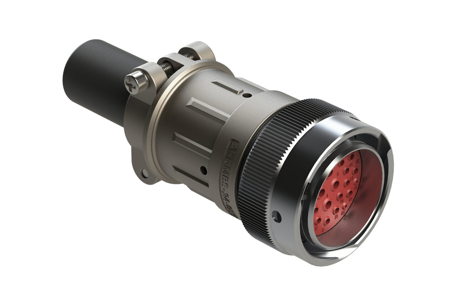 AHDM06-24-29PR-059 29 Position Plug Kit, Shell Size 24, Pin, Reduced Diameter Seal, Wide Thread, Cable Clamp Backshell. HD36-24-29PE-059