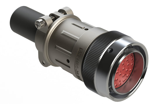 AHDM06-24-33PN-059 33 Position Plug KitShell Size 24, Pin, Plastic, Normal Diameter Rear Seal, Integrated Wide Thread (Green Retaining Ring), Cable Clamp Backshell. HD36-24-33PN-059