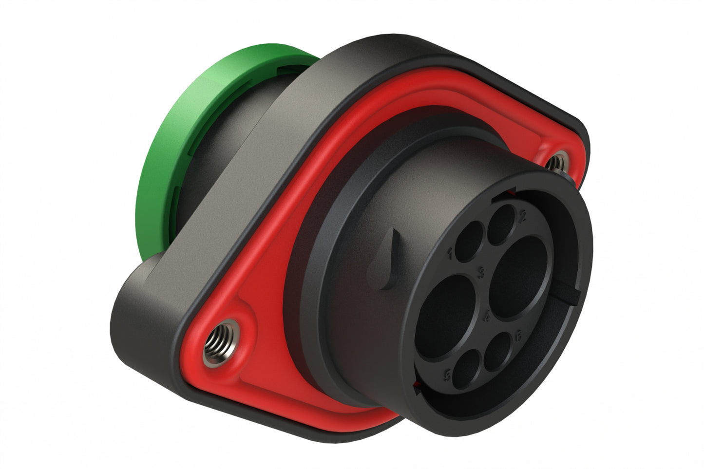 AHDP02-18-06PN-BRAC030 2 Position Panel Mount Receptacle, Pin, Shell Size 18, Normal Diameter Seal (Green Adapter), Backshell Ring Adapter