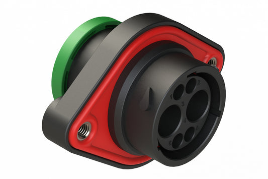 AHDP02-18-06PN-BRAC030 2 Position Panel Mount Receptacle, Pin, Shell Size 18, Normal Diameter Seal (Green Adapter), Backshell Ring Adapter