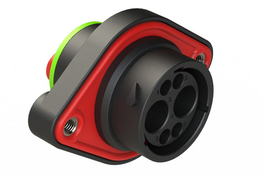 AHDP02-18-06PN-SRAC030 2 Position Sealed Panel Mount Receptacle, Pin, Shell Size 18, Normal Diameter Seal (Green Adapter), Smooth Ring Adapter