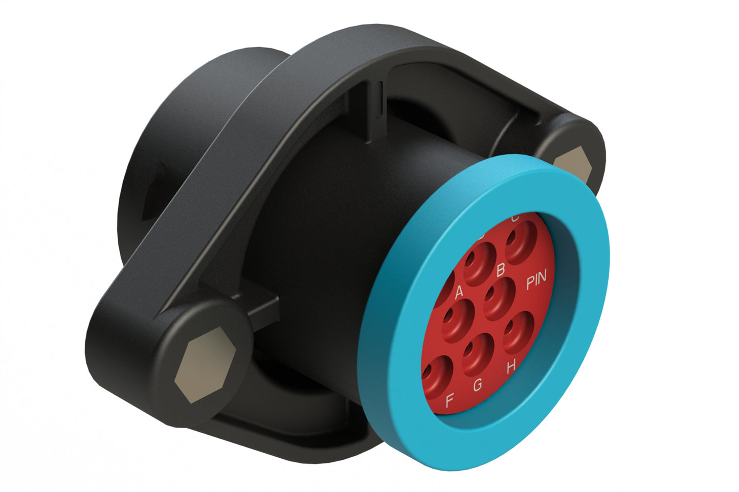 AHDP02-18-08PR-BRA 8 Position Panel Mount Receptacle, Pin, Shell Size 18, Reduced Diameter Seal (Blue Adapter), Backshell Ring Adapter