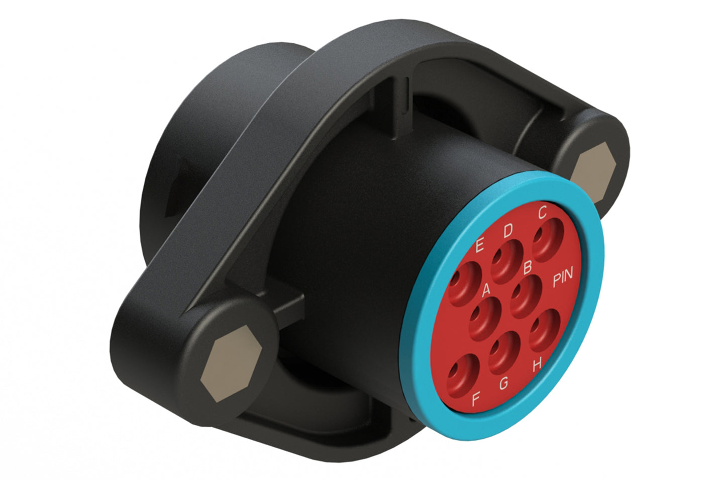 AHDP02-18-08PR-SRA 8 Position Sealed Panel Mount Receptacle, Pin, Shell Size 18, Reduced Diameter Seal (Blue Adapter), Smooth Ring Adapter