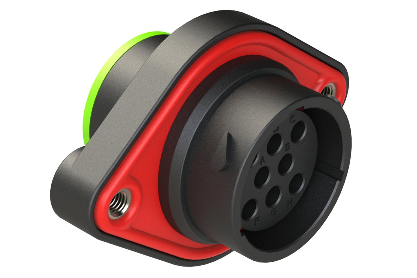 AHDP02-18-08SN-SRA 8 Position Sealed Panel Mount Receptacle, Socket, Shell Size 18, Normal Diameter Seal (Green Adapter), Smooth Ring Adapter