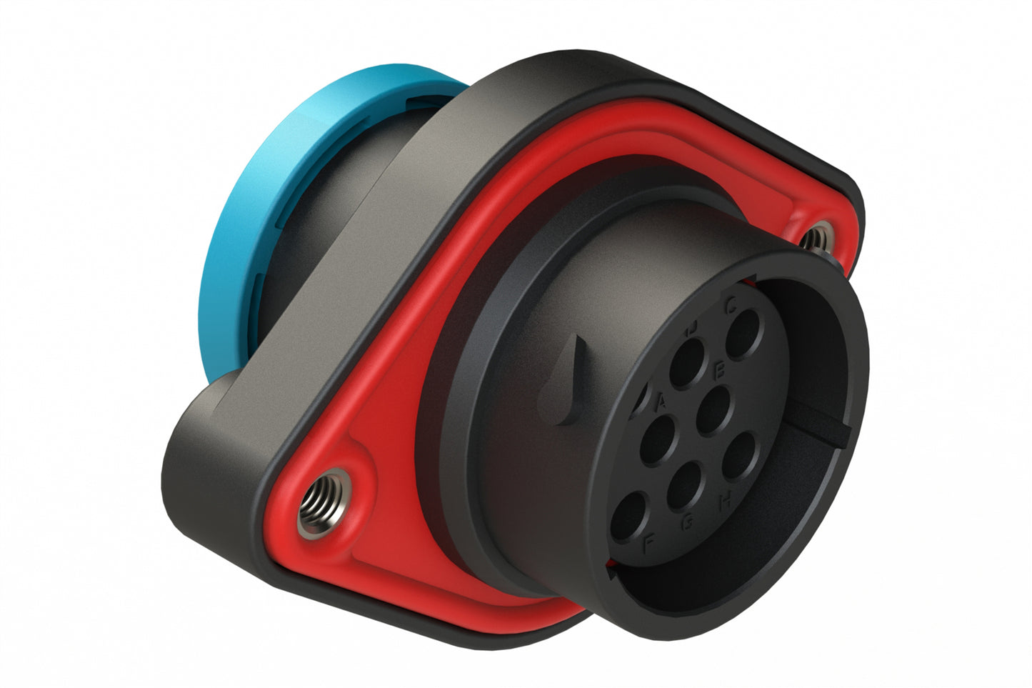 AHDP02-18-08SR-BRA 8 Position Panel Mount Receptacle, Socket, Shell Size 18, Reduced Diameter Seal (Blue Adapter), Backshell Ring Adapter