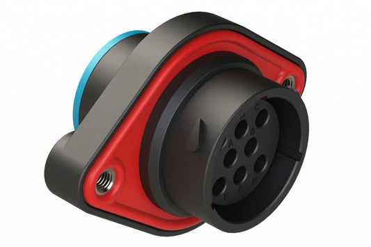 AHDP02-18-08SR-SRA 8 Position Sealed Panel Mount Receptacle, Socket, Shell Size 18, Reduced Diameter Seal (Blue Adapter), Smooth Ring Adapter