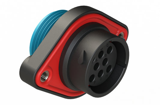 AHDP02-18-08SR-WTA 8 Position Panel Mount Receptacle, Socket, Shell Size 18, Reduced Diameter Seal (Blue Adapter), Wide Thread Adapter