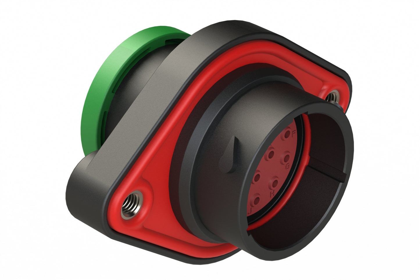 AHDP02-18-14PN-BRA 14 Position Panel Mount Receptacle, Pin, Shell Size 18, Normal Diameter Seal (Green Adapter), Backshell Ring Adapter