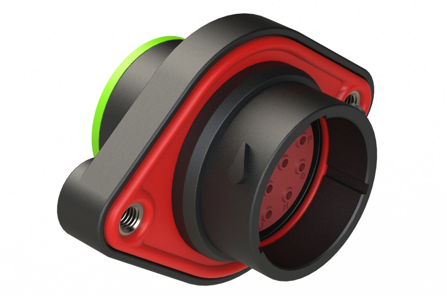 AHDP02-18-14PN-SRA 14 Position Sealed Panel Mount Receptacle, Pin, Shell Size 18, Normal Diameter Seal (Green Adapter), Smooth Ring Adapter