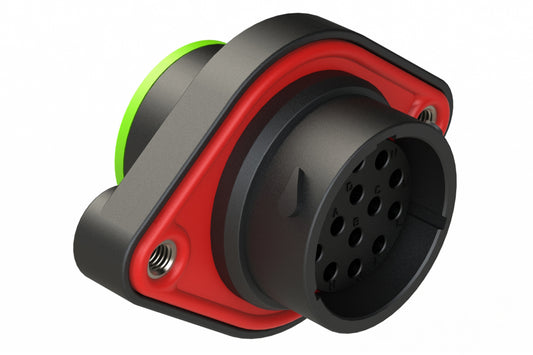 AHDP02-18-14SN-SRA 14 Position Sealed Panel Mount Receptacle, Socket, Shell Size 18, Normal Diameter Seal (Green Adapter), Smooth Ring Adapter