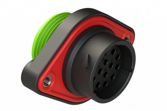 AHDP02-18-14SN-WTA 14 Position Panel Mount Receptacle, Socket, Shell Size 18, Normal Diameter Seal (Green Adapter), Wide Thread Adapter