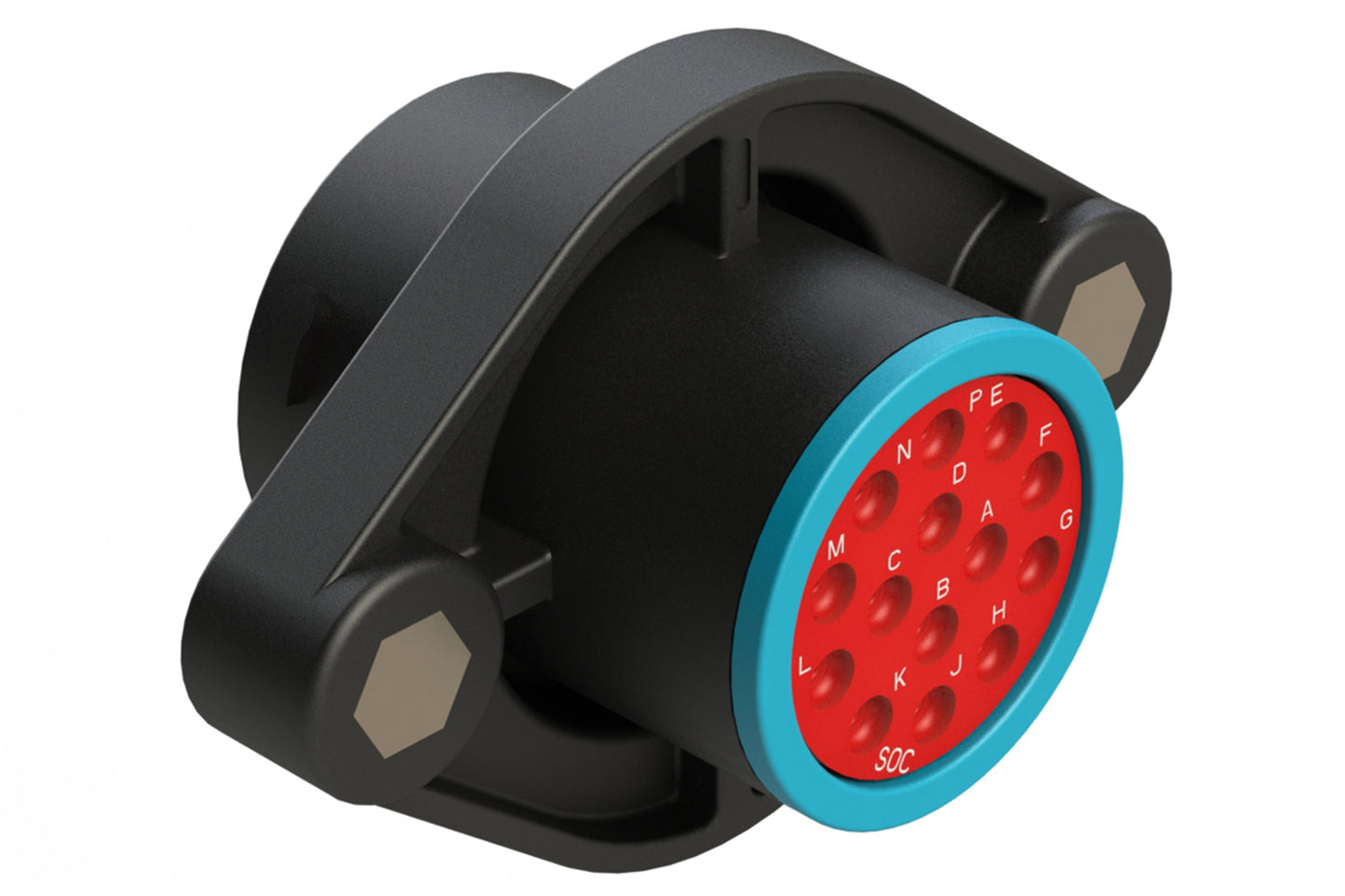 AHDP02-18-14SR-SRA 14 Position Sealed Panel Mount Receptacle, Socket, Shell Size 18, Reduced Diameter Seal (Blue Adapter), Smooth Ring Adapter