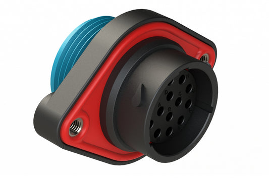 AHDP02-18-14SR-WTA 14 Position Panel Mount Receptacle, Socket, Shell Size 18, Reduced Diameter Seal (Blue Adapter), Wide Thread Adapter