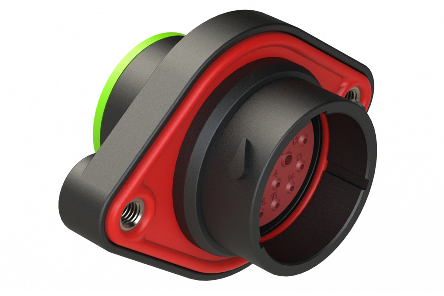 AHDP02-18-20PN-SRA 20 Position Sealed Panel Mount Receptacle, Pin, Shell Size 18, Normal Diameter Seal (Green Adapter), Smooth Ring Adapter