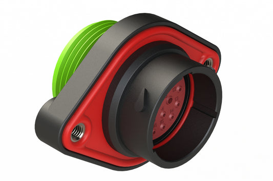 AHDP02-18-20PN-WTA 20 Position Panel Mount Receptacle, Pin, Shell Size 18, Normal Diameter Seal (Green Adapter), Wide Thread Adapter