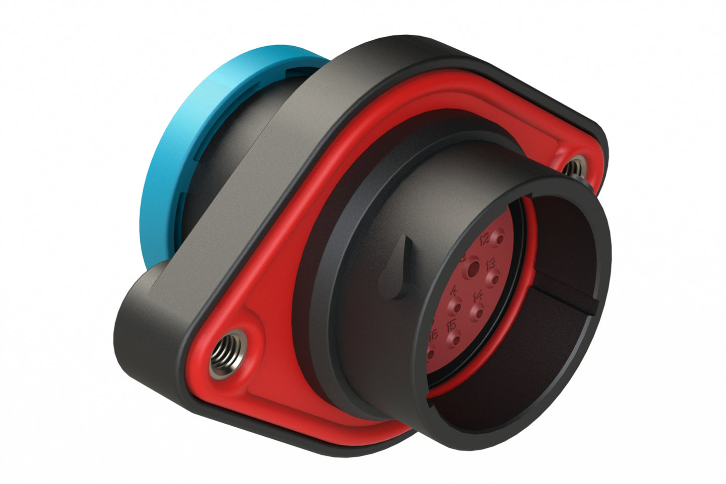 AHDP02-18-20PR-BRA 20 Position Panel Mount Receptacle, Pin, Shell Size 18, Reduced Diameter Seal (Blue Adapter), Backshell Ring Adapter