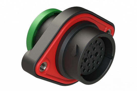 AHDP02-18-20SN-BRA 20 Position Panel Mount Receptacle, Socket, Shell Size 18, Normal Diameter Seal (Green Adapter), Backshell Ring Adapter