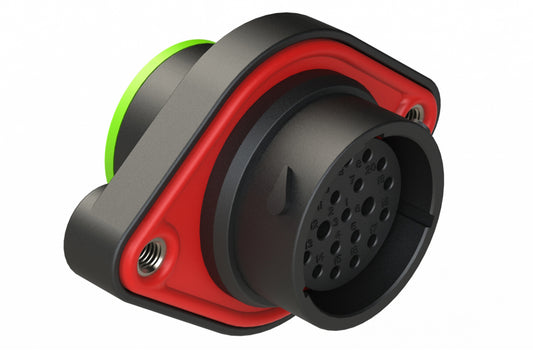 AHDP02-18-20SN-SRA 20 Position Sealed Panel Mount Receptacle, Socket, Shell Size 18, Normal Diameter Seal (Green Adapter), Smooth Ring Adapter