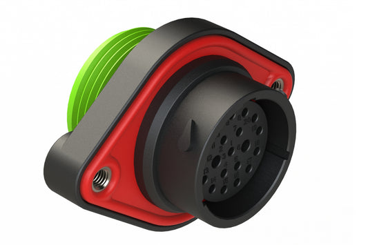 AHDP02-18-20SN-WTA 20 Position Panel Mount Receptacle, Socket, Shell Size 18, Normal Diameter Seal (Green Adapter), Wide Thread Adapter