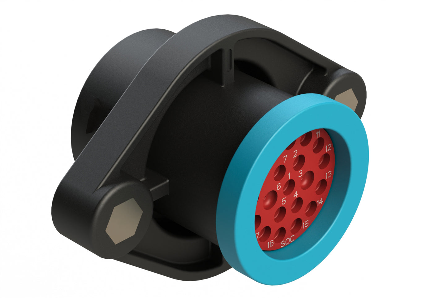 AHDP02-18-20SR-BRA 20 Position Panel Mount Receptacle, Socket, Shell Size 18, Reduced Diameter Seal (Blue Adapter), Backshell Ring Adapter