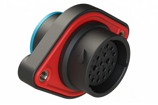 AHDP02-18-20SR-SRA 20 Position Sealed Panel Mount Receptacle, Socket, Shell Size 18, Reduced Diameter Seal (Blue Adapter), Smooth Ring Adapter