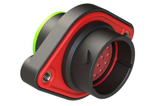 AHDP02-18-21PN-SRA 21 Position Sealed Panel Mount Receptacle, Pin, Shell Size 18, Normal Diameter Sea (Green Adapter)l, Smooth Ring Adapter