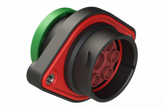 AHDP02-24-07PN-BRA 7 Position Panel Mount Receptacle, Pin, Shell Size 24, Normal Diameter Seal (Green Adapter), Backshell Ring Adapter