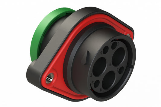 AHDP02-24-07PN-BRACL22 7 Position Panel Mount Receptacle, Pin, Shell Size 24, Normal Diameter Seal (Green Adapter), Backshell Ring Adapter, CL22