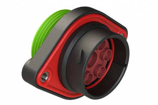 AHDP02-24-07PN-WTA 7 Position Panel Mount Receptacle, Pin, Shell Size 24, Normal Diameter Seal (Green Adapter), Wide Thread Adapter