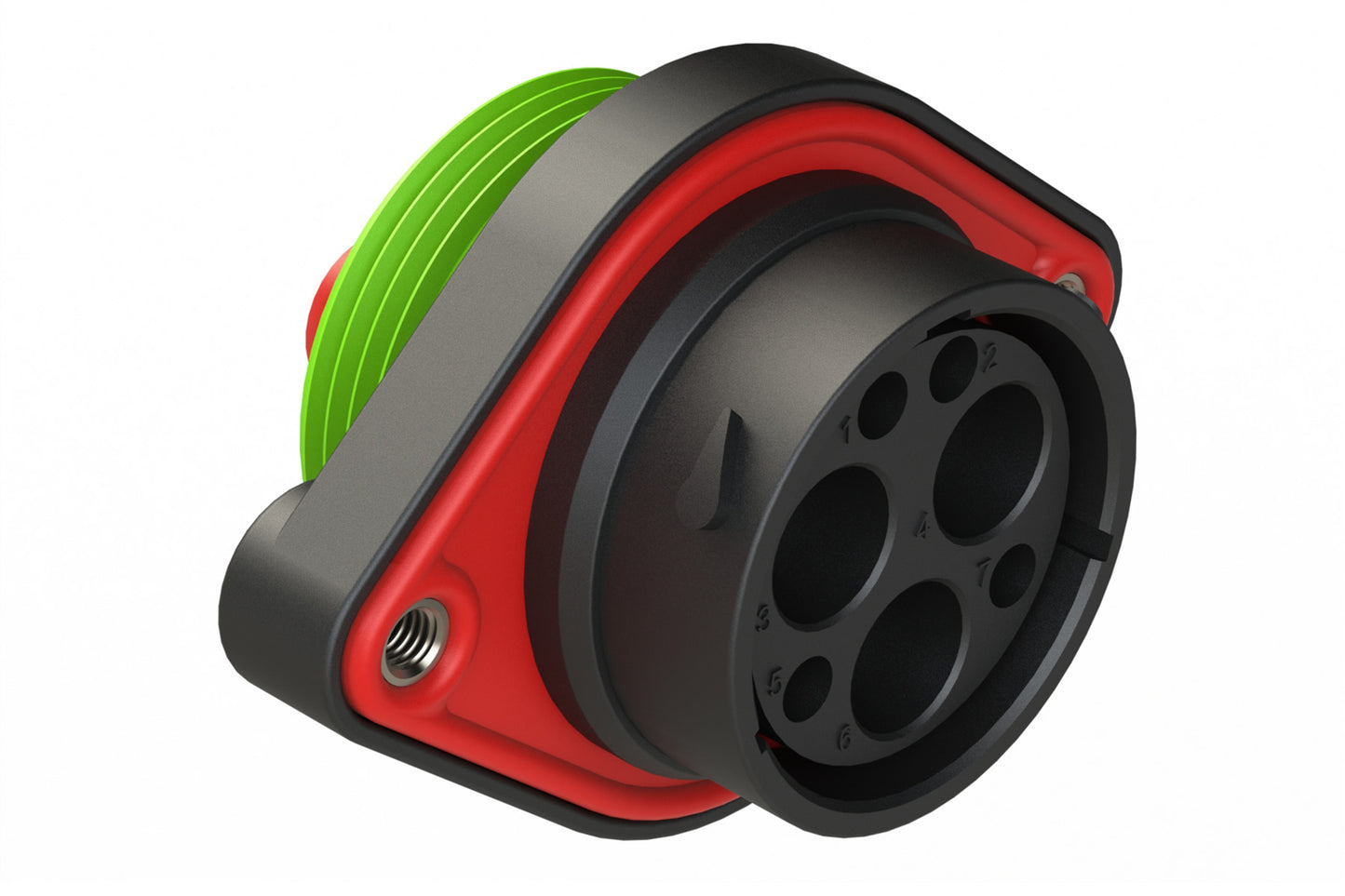 AHDP02-24-07PN-WTACL22 7 Position Panel Mount Receptacle, Pin, Shell Size 24, Normal Diameter Seal (Green Adapter), Wide Thread Adapter, CL22