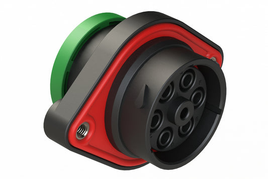 AHDP02-24-07SN-BRA 7 Position Panel Mount Receptacle, Socket, Shell Size 24, Normal Diameter Seal (Green Adapter), Backshell Ring Adapter