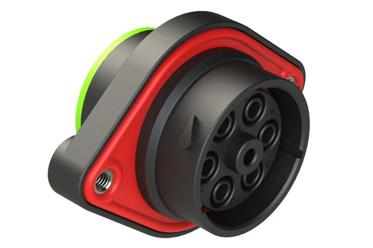 AHDP02-24-07SN-SRA 7 Position Sealed Panel Mount Receptacle, Socket, Shell Size 24, Normal Diameter Seal (Green Adapter), Smooth Ring Adapter