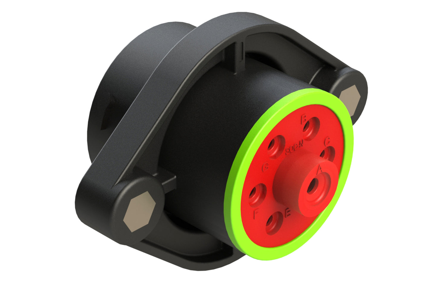 AHDP02-24-07SN-SRA 7 Position Sealed Panel Mount Receptacle, Socket, Shell Size 24, Normal Diameter Seal (Green Adapter), Smooth Ring Adapter