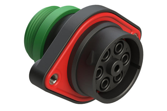 AHDP02-24-07SN-STA 7 Position Panel Mount Receptacle, Socket, Shell Size 24, Normal Diameter Seal (Green Adapter), Small Thread Adapter