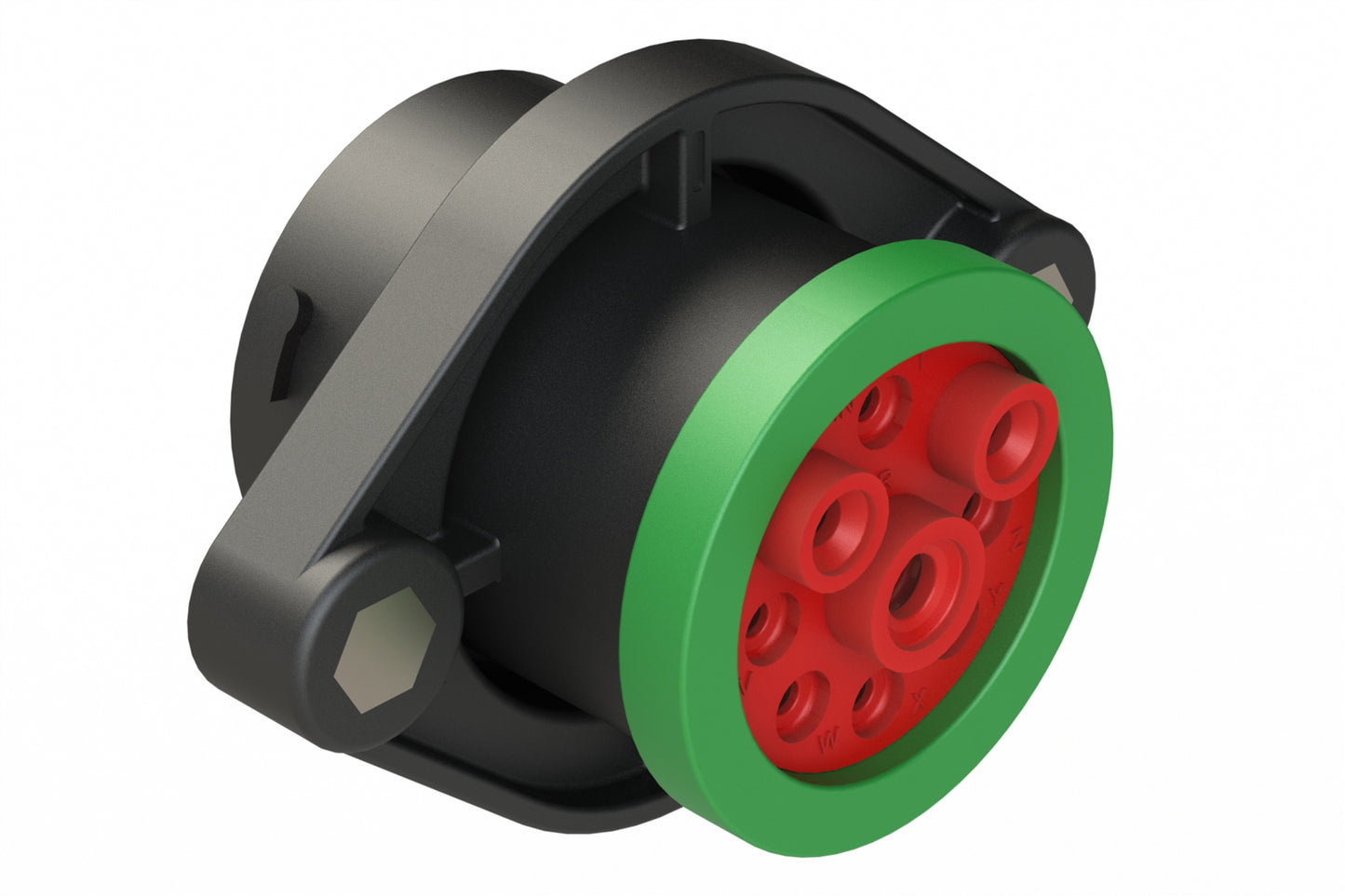 AHDP02-24-09PN-BRA 9 Position Sealed Panel Mount Receptacle, Pin, Shell Size 24, Normal Diameter Seal (Green Adapter), Backshell Ring Adapter