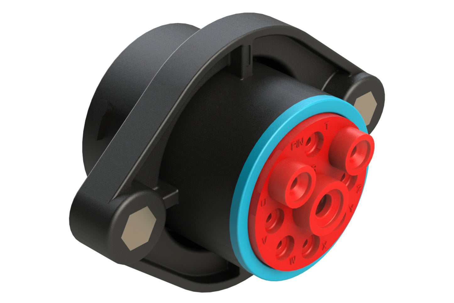 AHDP02-24-09PR-SRA 9 Position Sealed Panel Mount Receptacle, Pin, Shell Size 24, Reduced Diameter Seal (Blue Adapter), Smooth Ring Adapter