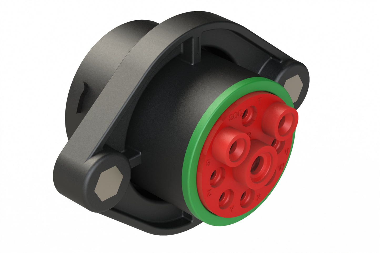 AHDP02-24-09SN-SRA 9 Position Sealed Panel Mount Receptacle, Socket, Shell Size 24, Normal Diameter Seal (Green Adapter), Smooth Ring Adapter