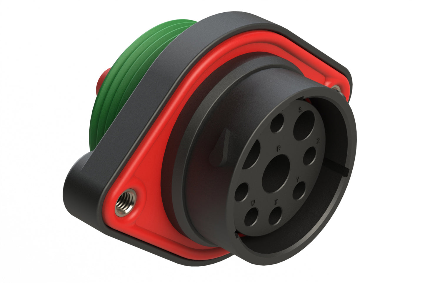 AHDP02-24-09SN-WTA 9 Position Sealed Panel Mount Receptacle, Socket, Shell Size 24, Normal Diameter Seal (Green Adapter), Wide Thread Adapter