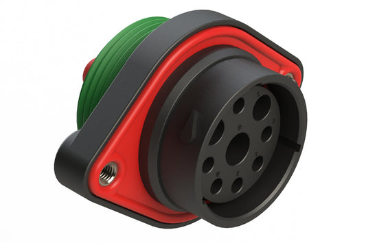 AHDP02-24-09SN-WTA 9 Position Sealed Panel Mount Receptacle, Socket, Shell Size 24, Normal Diameter Seal (Green Adapter), Wide Thread Adapter