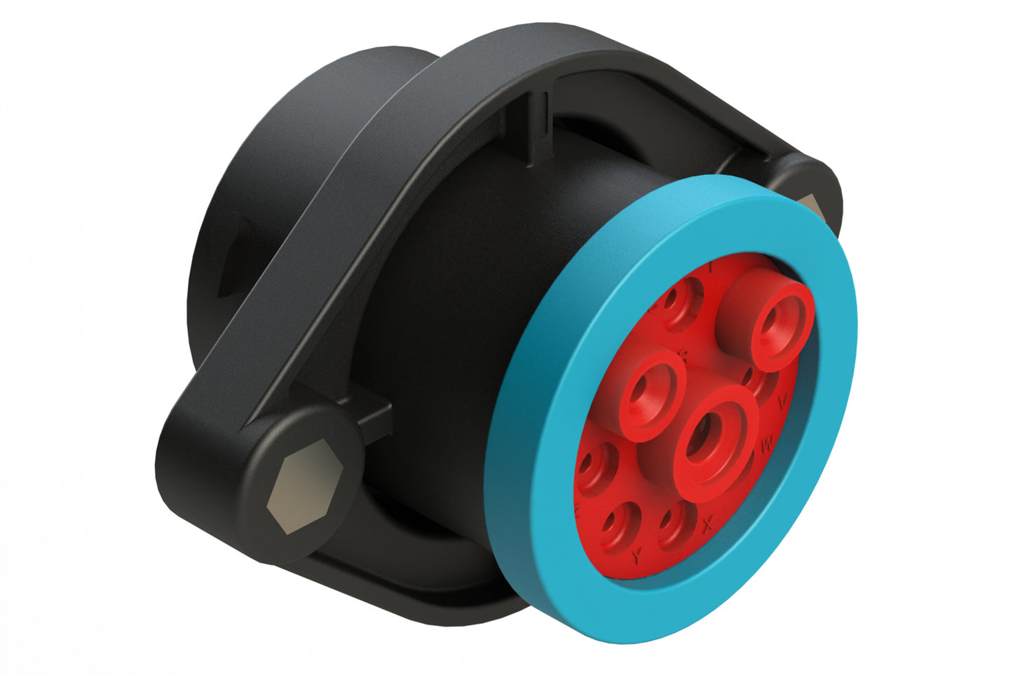 AHDP02-24-09SR-BRA 9 Position Panel Mount Receptacle, Socket, Shell Size 24, Reduced Diameter Seal (Blue Adapter Adapter), Backshell Ring Adapter